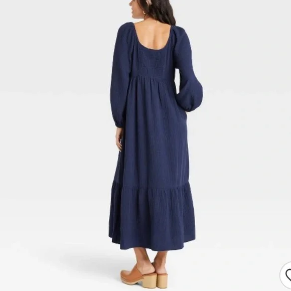 (L)- Universal Thread Women's Balloon Long Sleeve Dress - Picture 3 of 13